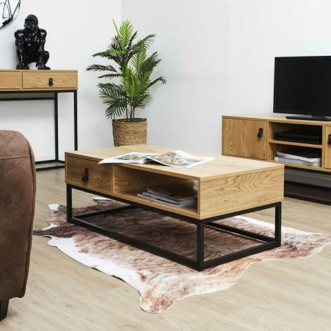STOLIK ABBOTT, DĄB, CZARNY, METAL, LOFT, DO SALONU STOLIK ABBOTT, DĄB, CZARNY, METAL, LOFT, DO SALONU
