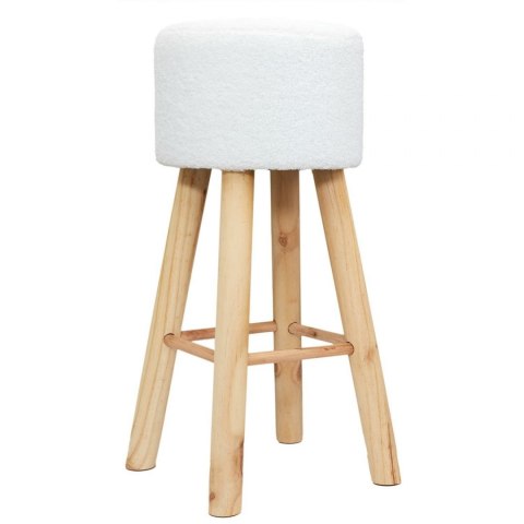 TAPICEROWANY HOKER BOHO, BIAŁY, DREWNIANY, OKRĄGŁY TAPICEROWANY HOKER BOHO, BIAŁY, DREWNIANY, OKRĄGŁY