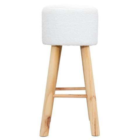 TAPICEROWANY HOKER BOHO, BIAŁY, DREWNIANY, OKRĄGŁY TAPICEROWANY HOKER BOHO, BIAŁY, DREWNIANY, OKRĄGŁY