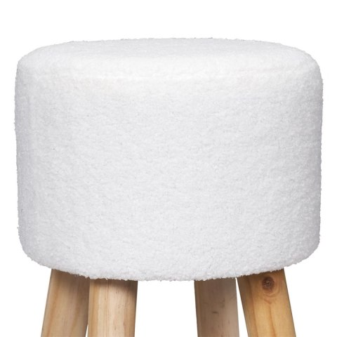 TAPICEROWANY HOKER BOHO, BIAŁY, DREWNIANY, OKRĄGŁY TAPICEROWANY HOKER BOHO, BIAŁY, DREWNIANY, OKRĄGŁY