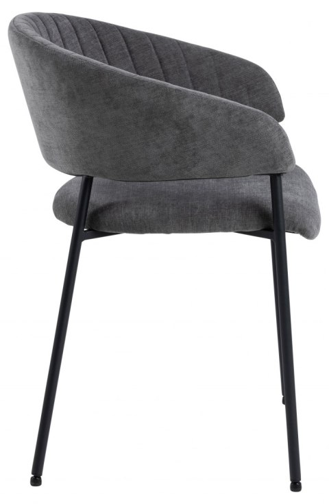 SZARE KRZESŁO GLAMOUR, CZARNY METAL, Z PODŁOKIETNIKAMI, DO JADALNI, SALONU SZARE KRZESŁO GLAMOUR, CZARNY METAL, Z PODŁOKIETNIKAMI, DO JADALNI, SALONU