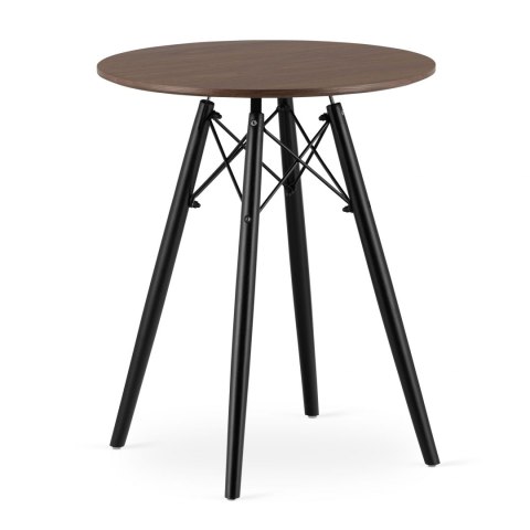 NOWOCZESNY OKRĄGŁY STÓŁ LOFT, JESION, CZARNY 60 cm