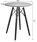 NOWOCZESNY OKRĄGŁY STÓŁ LOFT, JESION, CZARNY 60 cm