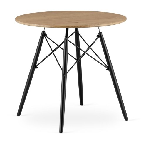 OKRĄGŁY STÓŁ LOFT, BLAT DĄB, CZARNE NOGI, DO JADALNI, DO SALONU 80 cm OKRĄGŁY STÓŁ LOFT, BLAT DĄB, CZARNE NOGI, DO JADALNI, DO SALONU 80 cm