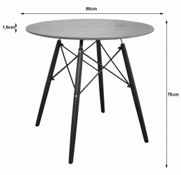 OKRĄGŁY STÓŁ LOFT, BLAT DĄB, CZARNE NOGI, DO JADALNI, DO SALONU 80 cm