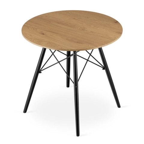 OKRĄGŁY STÓŁ LOFT, BLAT DĄB, CZARNE NOGI, DO JADALNI, DO SALONU 80 cm OKRĄGŁY STÓŁ LOFT, BLAT DĄB, CZARNE NOGI, DO JADALNI, DO SALONU 80 cm