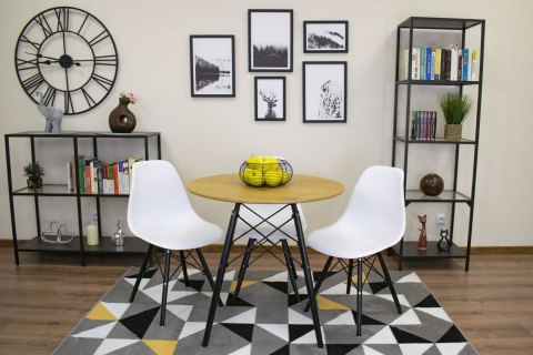 OKRĄGŁY STÓŁ LOFT, BLAT DĄB, CZARNE NOGI, DO JADALNI, DO SALONU 80 cm OKRĄGŁY STÓŁ LOFT, BLAT DĄB, CZARNE NOGI, DO JADALNI, DO SALONU 80 cm