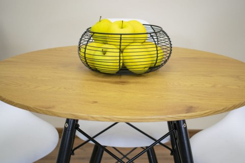 OKRĄGŁY STÓŁ LOFT, BLAT DĄB, CZARNE NOGI, DO JADALNI, DO SALONU 80 cm OKRĄGŁY STÓŁ LOFT, BLAT DĄB, CZARNE NOGI, DO JADALNI, DO SALONU 80 cm