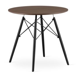 NOWOCZESNY OKRĄGŁY STÓŁ LOFT, JESION, CZARNY 80 cm