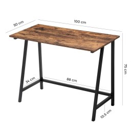 BIURKO LOFT, CZARNE, METALOWE, ORZECH, PROSTE, WYTRZYMAŁE, DO POKOJU 100 CM
