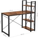 INDUSTRIALNE BIURKO LOFT Z PÓŁKAMI, CZARNY METAL, DO POKOJU, ORZECH,