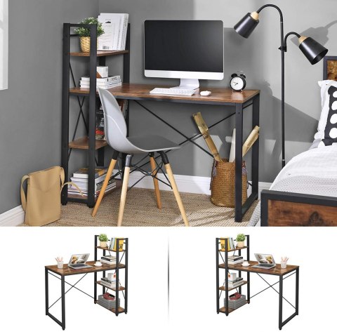 INDUSTRIALNE BIURKO LOFT Z PÓŁKAMI, CZARNY METAL, DO POKOJU, ORZECH, INDUSTRIALNE BIURKO LOFT Z PÓŁKAMI, CZARNY METAL, DO POKOJU, ORZECH,