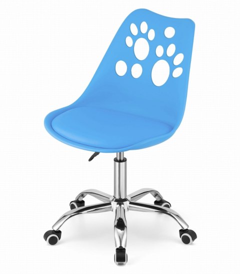 NIEBIESKIE KRZESŁO OBROTOWE, NA KÓŁKACH, REGULOWANE, FOTEL OBROTOWY, CHROM NIEBIESKIE KRZESŁO OBROTOWE, NA KÓŁKACH, REGULOWANE, FOTEL OBROTOWY, CHROM