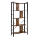 REGAŁ NA KSIĄŻKI LOFT, CZARNY, METALOWY, 5 PÓŁEK, ORZECH, DO SALONU, 150 CM