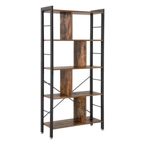 REGAŁ NA KSIĄŻKI LOFT, CZARNY, METALOWY, 5 PÓŁEK, ORZECH, DO SALONU, 150 CM REGAŁ NA KSIĄŻKI LOFT, CZARNY, METALOWY, 5 PÓŁEK, ORZECH, DO SALONU, 150 CM