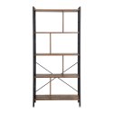 REGAŁ NA KSIĄŻKI LOFT, CZARNY, METALOWY, 5 PÓŁEK, ORZECH, DO SALONU, 150 CM