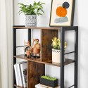 REGAŁ NA KSIĄŻKI LOFT, CZARNY, METALOWY, 5 PÓŁEK, ORZECH, DO SALONU, 150 CM