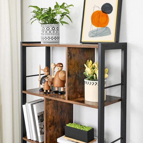 REGAŁ NA KSIĄŻKI LOFT, CZARNY, METALOWY, 5 PÓŁEK, ORZECH, DO SALONU, 150 CM REGAŁ NA KSIĄŻKI LOFT, CZARNY, METALOWY, 5 PÓŁEK, ORZECH, DO SALONU, 150 CM