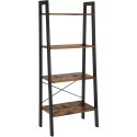 INDUSTRIALNY REGAŁ NA KSIĄŻKI, CZARNY, METALOWY, LOFT, ORZECH, 4 PÓŁKI,