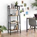INDUSTRIALNY REGAŁ NA KSIĄŻKI, CZARNY, METALOWY, LOFT, ORZECH, 4 PÓŁKI,