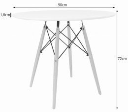 NOWOCZESNY OKRĄGŁY STÓŁ DO JADALNI - BIAŁY, 90 cm