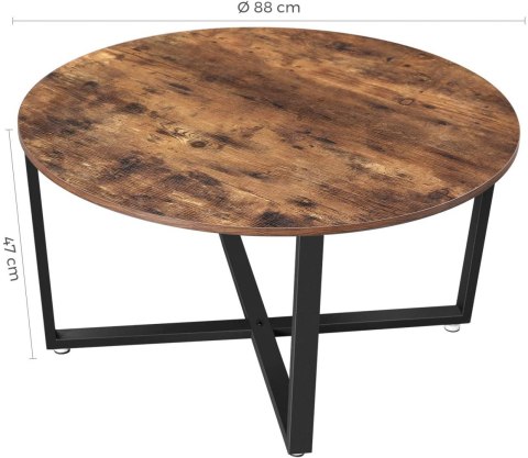 OKRĄGŁY STOLIK KAWOWY LOFT, CZARNY, METALOWY, ORZECH, DO SALONU, 88 CM OKRĄGŁY STOLIK KAWOWY LOFT, CZARNY, METALOWY, ORZECH, DO SALONU, 88 CM