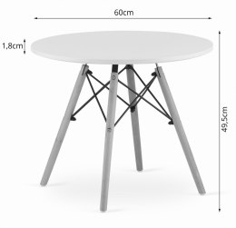 BIAŁY OKRĄGŁY STOLIK KAWOWY, SKANDYNAWSKI, LOFT, DO SALONU 60 CM