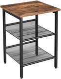 STOLIK Z PÓŁKAMI LOFT, CZARNY, METALOWY, 40 cm