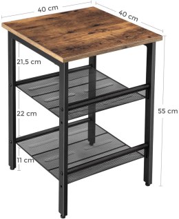 STOLIK Z PÓŁKAMI LOFT, CZARNY, METALOWY, 40 cm