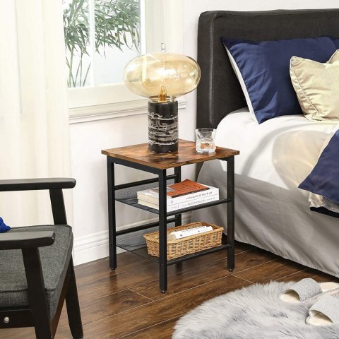 STOLIK Z PÓŁKAMI LOFT, CZARNY, METALOWY, 40 cm STOLIK Z PÓŁKAMI LOFT, CZARNY, METALOWY, 40 cm