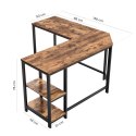 BIURKO NAROŻNE LOFT, CZARNY METAL, ORZECH, RUSTYKALNE, DO POKOJU, 138 cm