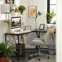 BIURKO NAROŻNE LOFT, CZARNE, METALOWE, ORZECH, INDUSTRIALNE, 150 CM