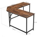 BIURKO NAROŻNE LOFT, CZARNE, METALOWE, ORZECH, INDUSTRIALNE, 150 CM