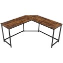 BIURKO NAROŻNE LOFT, CZARNE, METALOWE, ORZECH, INDUSTRIALNE, 150 CM
