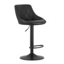 TAPICEROWANY CZARNY HOKER Z OPARCIEM, METALOWY, OBROTOWY, REGULOWANY, LOFT