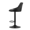 TAPICEROWANY CZARNY HOKER Z OPARCIEM, METALOWY, OBROTOWY, REGULOWANY, LOFT