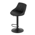 TAPICEROWANY CZARNY HOKER Z OPARCIEM, METALOWY, OBROTOWY, REGULOWANY, LOFT