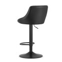 TAPICEROWANY CZARNY HOKER Z OPARCIEM, METALOWY, OBROTOWY, REGULOWANY, LOFT
