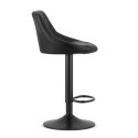 TAPICEROWANY CZARNY HOKER Z OPARCIEM, METALOWY, OBROTOWY, REGULOWANY, LOFT