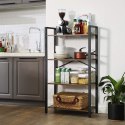 INDUSTRIALNY REGAŁ NA KSIĄŻKI, CZARNY, METALOWY, 4 PÓŁKI, ORZECH, 120 cm