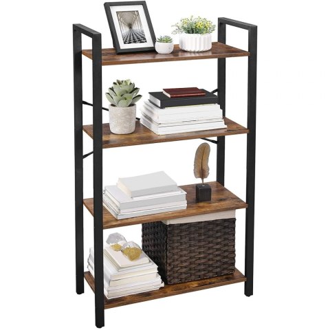INDUSTRIALNY REGAŁ NA KSIĄŻKI, CZARNY, METALOWY, 4 PÓŁKI, ORZECH, 120 cm INDUSTRIALNY REGAŁ NA KSIĄŻKI, CZARNY, METALOWY, 4 PÓŁKI, ORZECH, 120 cm