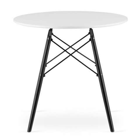 NOWOCZESNY OKRĄGŁY STÓŁ LOFT, BIAŁY, CZARNE NOGI, DO JADALNI, 80 cm NOWOCZESNY OKRĄGŁY STÓŁ LOFT, BIAŁY, CZARNE NOGI, DO JADALNI, 80 cm