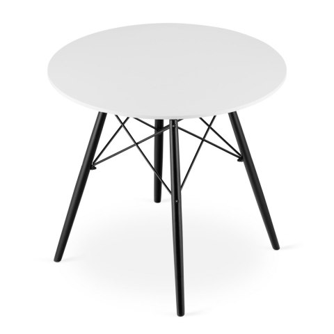 NOWOCZESNY OKRĄGŁY STÓŁ LOFT, BIAŁY, CZARNE NOGI, DO JADALNI, 80 cm NOWOCZESNY OKRĄGŁY STÓŁ LOFT, BIAŁY, CZARNE NOGI, DO JADALNI, 80 cm