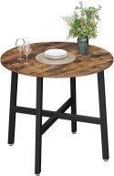OKRĄGŁY STÓŁ LOFT, DO JADALNI, CZARNY METAL, ORZECH, CIEMNY BRĄZOWY, 80 cm
