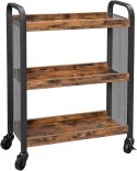 WÓZEK BAROWY LOFT, STOLIK NA KOŁACH, CZARNY METAL