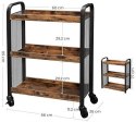 WÓZEK BAROWY LOFT, STOLIK NA KOŁACH, CZARNY METAL