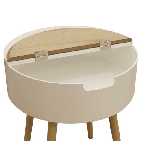 MAŁY STOLIK Z OTWIERANYM BLATEM, BIAŁY, DREWNO, OKRĄGŁY, 45 CM, DO SALONU MAŁY STOLIK Z OTWIERANYM BLATEM, BIAŁY, DREWNO, OKRĄGŁY, 45 CM, DO SALONU