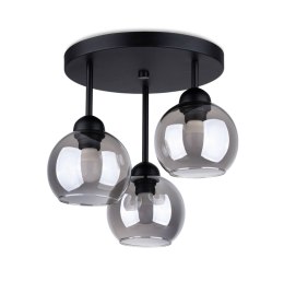 LAMPA SUFITOWA PLAFON ASTRAEA, 3XE27, CZARNY, DYMIONE SZKŁO, LOFT, STAL