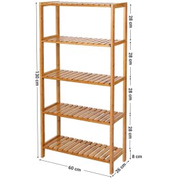 BAMBUSOWY REGAŁ BOHO, SOLIDNY, UNIWERSALNY, 5 PÓŁEK, DO POKOJU 60 cm