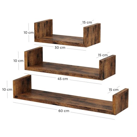 ZESTAW 3x PÓŁKA WISZĄCA LOFT ORZECH, SALON, 60 cm ZESTAW 3x PÓŁKA WISZĄCA LOFT ORZECH, SALON, 60 cm